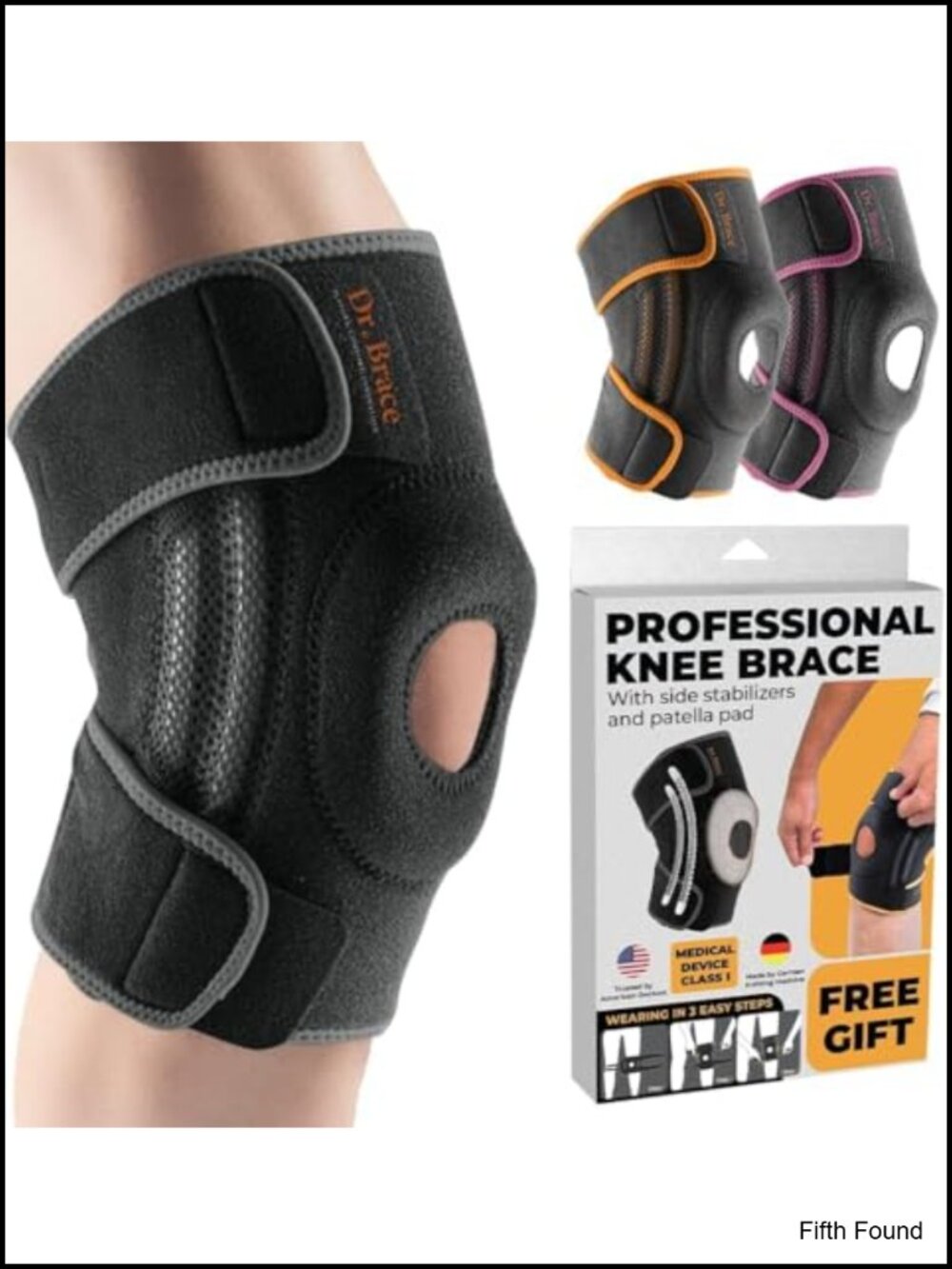 Elite Knee Brace Side Stabilizers Patella Gel Pads Adjustable Support